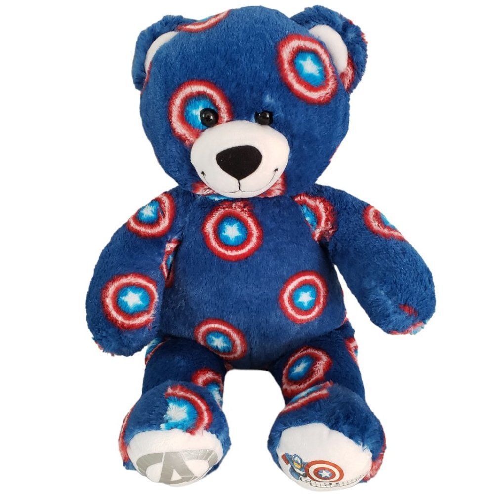 Blue Build-A-Bear Captain America Plush Marvel Avengers Steve Teddy Bear